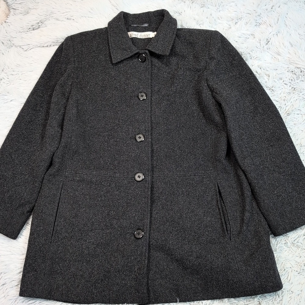 Vintage Alfred Dunner Jacket‎ Womens 14 Gray Wool Coat Pockets Button Up Cozy